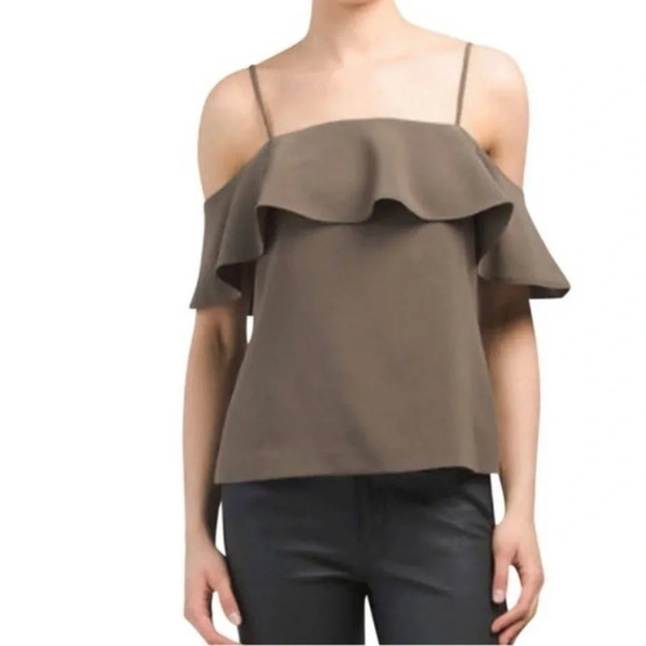 NWT Theory Ayleen T Off Shoulder White Ruffle Blouse Size 0 - Picture 5 of 6